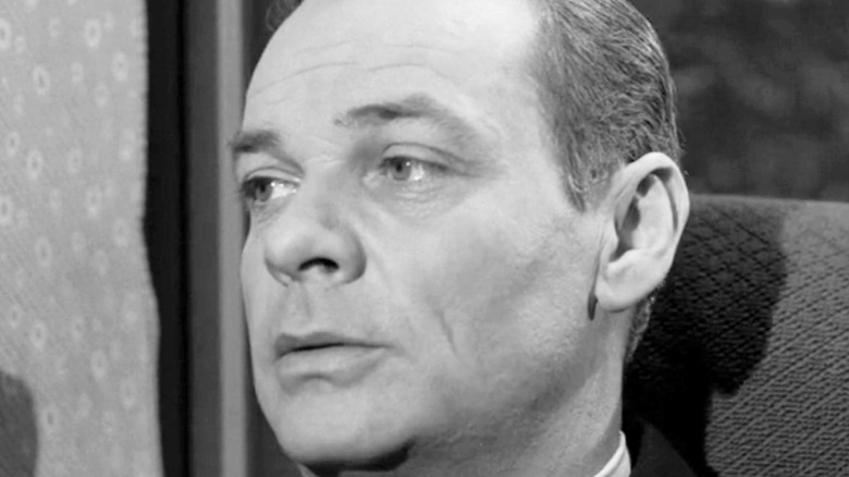 James Daly as Gart Williams is seen in closeup in the Twilight Zone episode A Stop at Willoughby