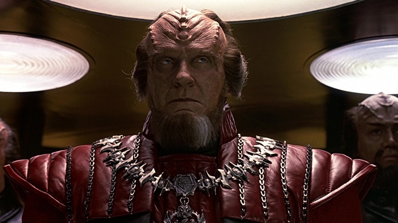David Warner as Chancellor Gorkon arriving on the Enterprise in Star Trek VI: The Undiscovered Country